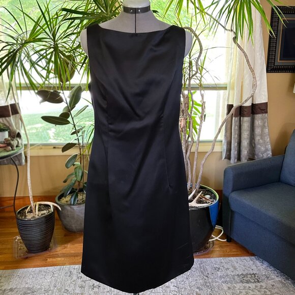 Vintage Niki Livas Black Satin Dress Rhinestone Bow in Back 12 Original USA - Picture 2 of 8